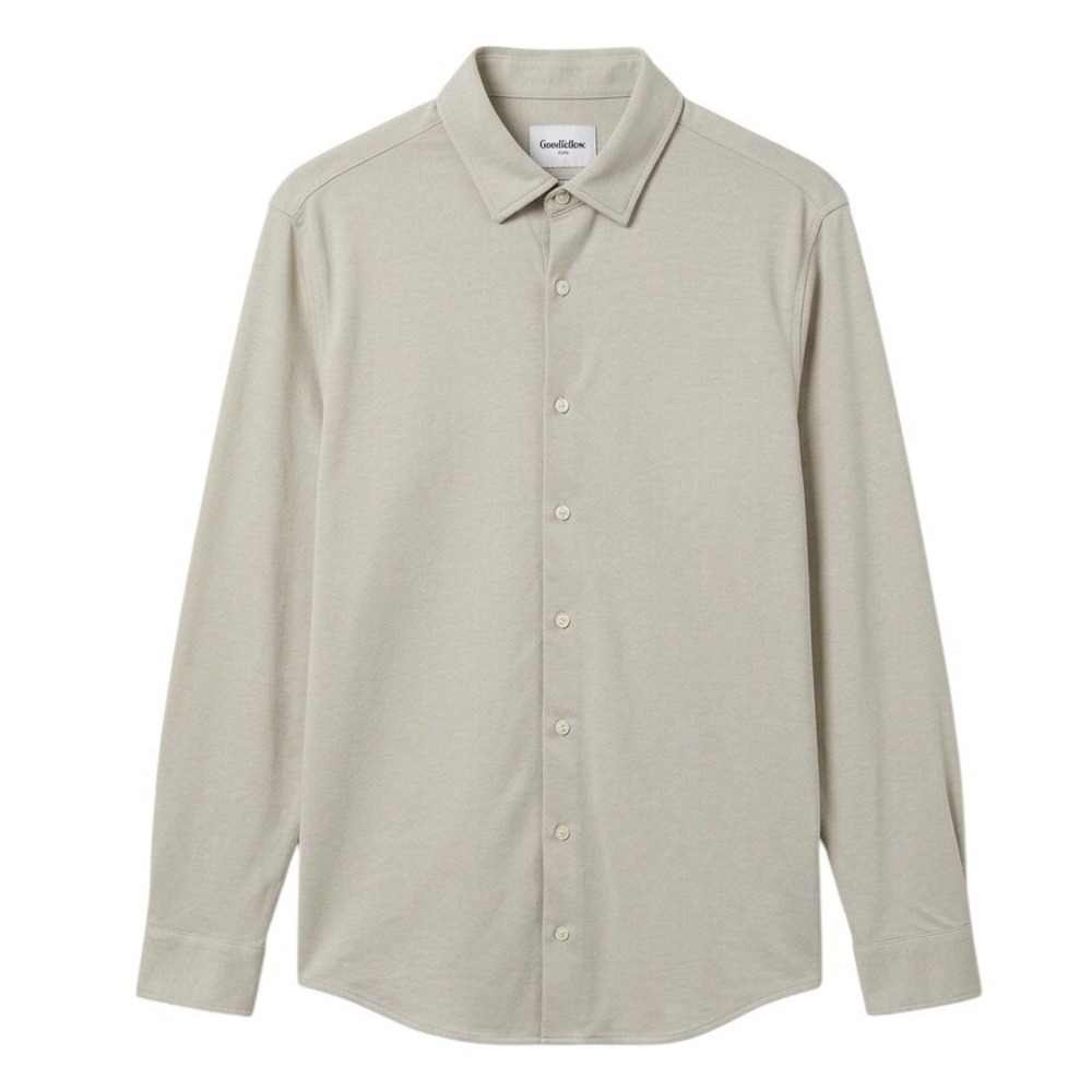 Goodfellow & Co Pique Dress Shirt Men M Taupe Long Sleeve Standard Fit NWT
